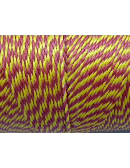 5m Fil polyester ciré 0,8mm bicolore jaune et rouge