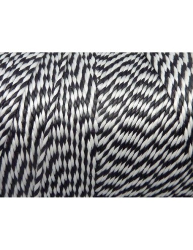 5m Fil polyester ciré 0,8mm bicolore noir et blanc