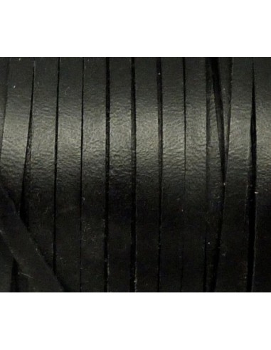 R-1m de lanière cuir plat 3mm de couleur noir - CUIR VERITABLE