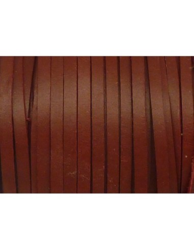 R-1m de lanière cuir plat 3mm de couleur rouge grenat - CUIR VERITABLE