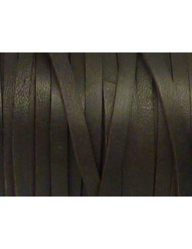 R-1m de lanière cuir plat 3mm de couleur marron foncé - CUIR VERITABLE