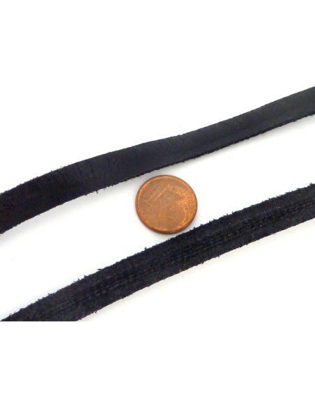 R-1m de lanière cuir plat 8mm de couleur noir - CUIR VERITABLE