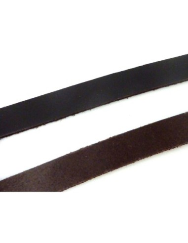 1m de lanière cuir plat 10mm x 1,9mm de couleur marron foncé - CUIR VERITABLE