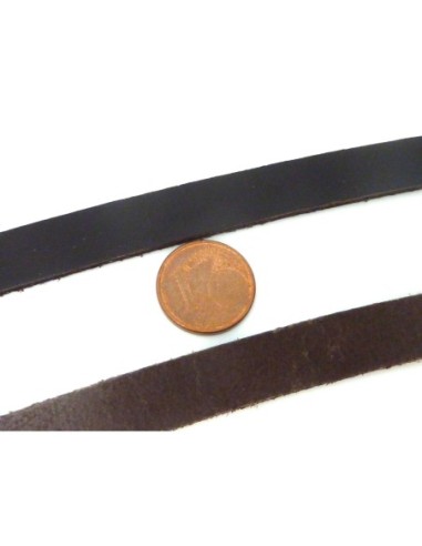 1m de lanière cuir plat 10mm x 1,9mm de couleur marron foncé - CUIR VERITABLE