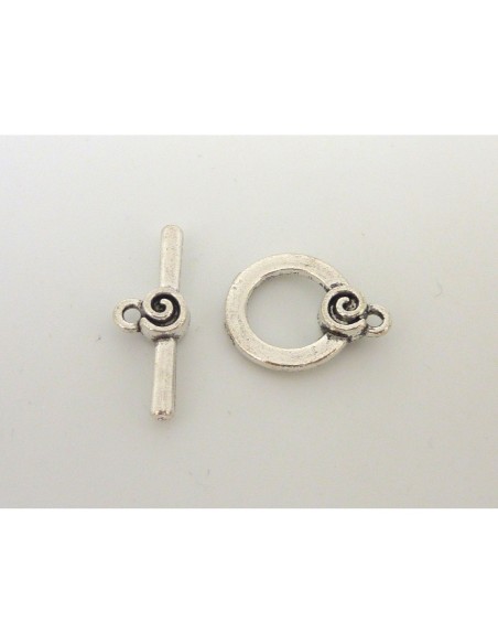 Fermoir toogle travaillé argenté en métal