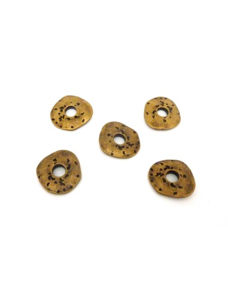 Anneau connecteur 23mm pendentif irrégulier gravé en métal de couleur bronze