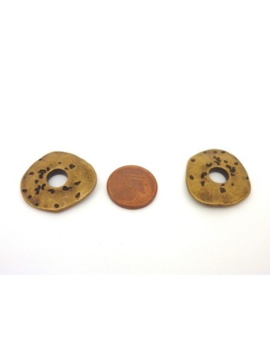 Anneau connecteur pendentif irrégulier gravé en métal de couleur bronze
