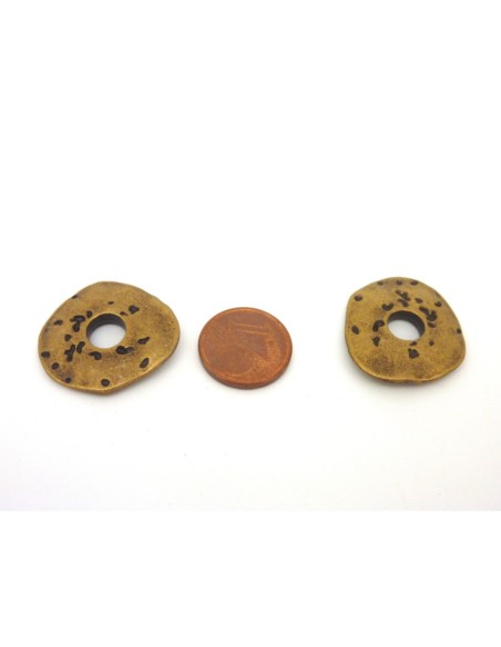 Anneau connecteur pendentif irrégulier gravé en métal de couleur bronze
