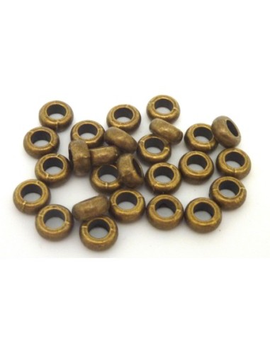 50 Perles rondelle fine 6,9mm en métal lisse de couleur bronze
