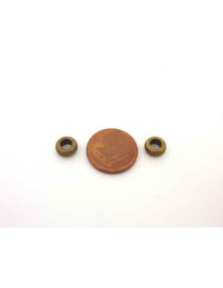 50 Perles rondelle fine 6,9mm en métal lisse de couleur bronze