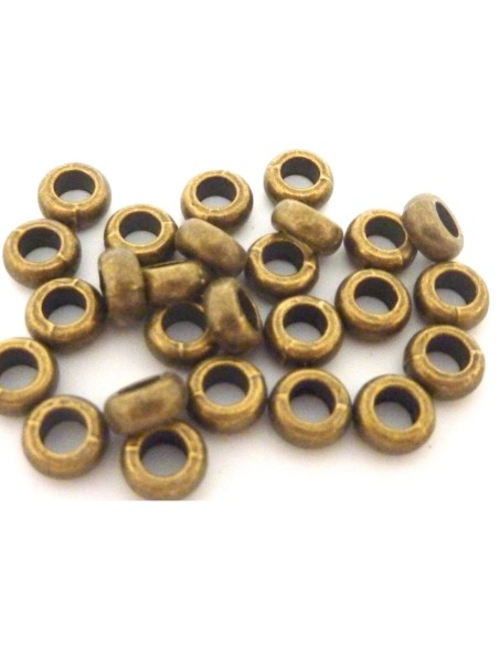 50 Perles rondelle fine 6,9mm en métal lisse de couleur bronze