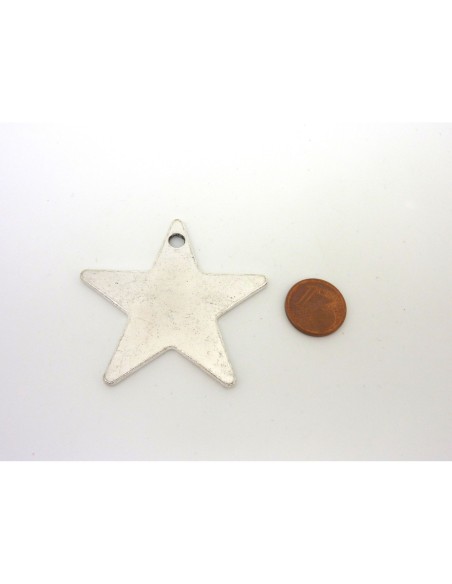 Pendentif étoile en métal argenté pour collier sautoir