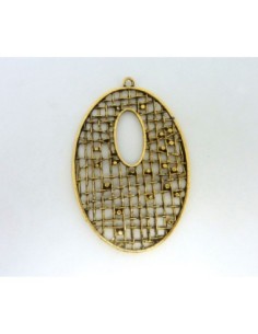 Grand pendentif larme goutte filigrane 60mm en métal doré  ajouré