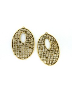 Grand pendentif larme goutte filigrane 60mm en métal doré  ajouré 2