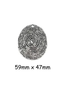 Grand pendentif larme goutte 59mm en métal argenté strié