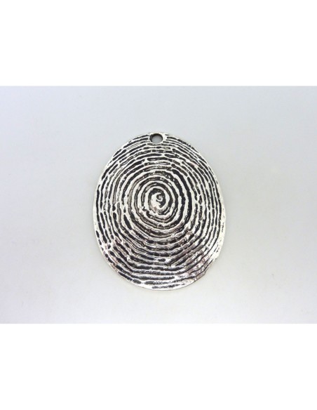 Grand pendentif larme goutte 59mm en métal argenté strié