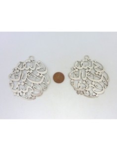 Grand pendentif motif arabe 63mm en métal argenté 2