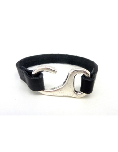 Fermoir crochet argenté pour bracelet cuir