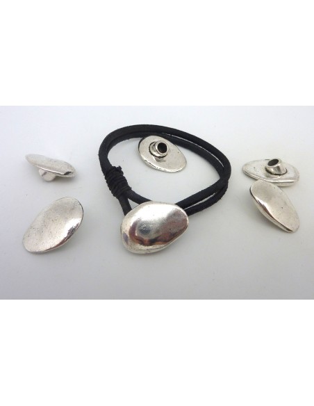 Embout de finition fermoir cuir ou bracelet multi rangs en métal argenté
