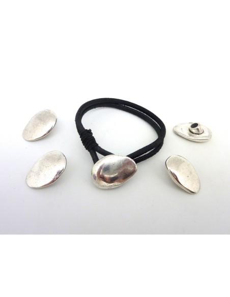 Embout de finition fermoir cuir ou bracelet multi rangs en métal argenté