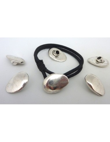 Embout de finition fermoir cuir ou bracelet multi rangs en métal argenté