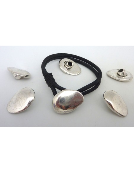 Embout de finition fermoir cuir ou bracelet multi rangs en métal argenté