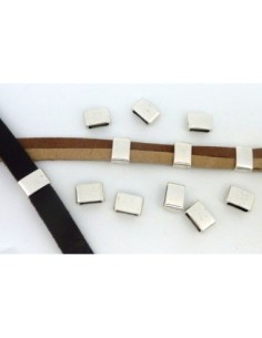 5 Perles passant rectangulaire 12,1mm en métal argenté 2