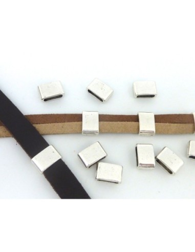 5 Perles passant rectangulaire 12,1mm en métal...