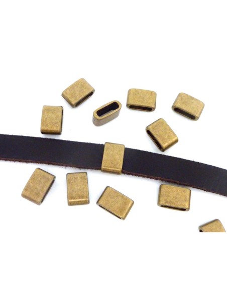 perle passant rectangulaire en métal de couleur bronze