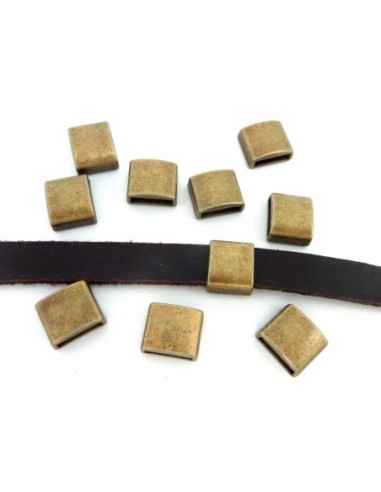 Perle poussoir bronze pour cuir de 10mm