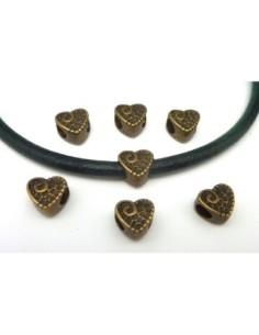 R-5 Perles coeur gravé 10,2mm en métal de couleur bronze,...