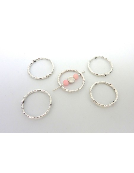 Perle en métal argenté, perle cadre