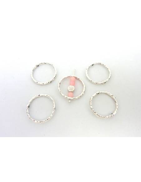 Perle en métal argenté, perle cadre