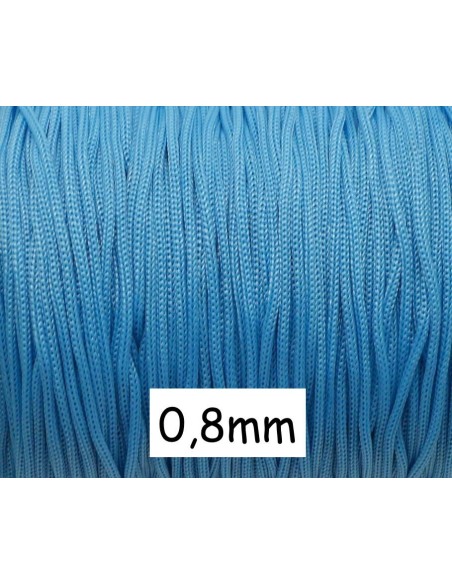 Cordon polyester tressé bleu clair 0,8mm