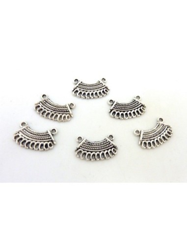 10 Connecteurs support quart de lune pour boucle d'oreille, pendentif en métal argenté