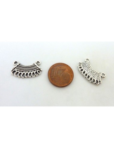 10 Connecteurs support quart de lune pour boucle d'oreille, pendentif en métal argenté
