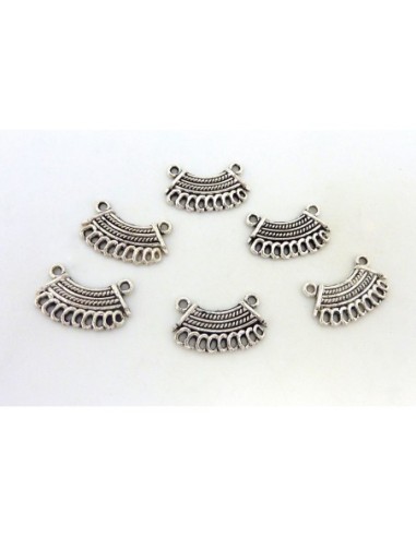 10 Connecteurs support quart de lune pour boucle d'oreille, pendentif en métal argenté