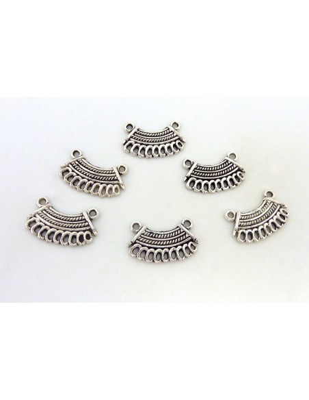 10 Connecteurs support quart de lune pour boucle d'oreille, pendentif en métal argenté