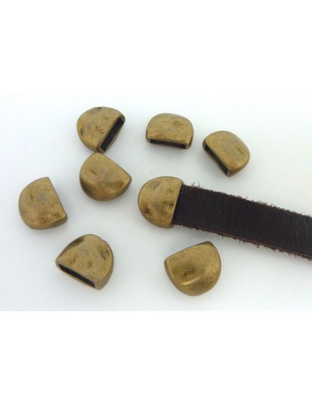 10 Perles embout de finition pour lanière de 10mm en métal de couleur bronze martelé
