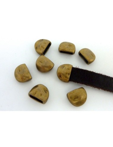 10 Perles embout de finition pour lanière de 10mm en métal de couleur bronze martelé