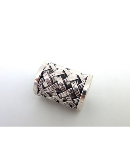 R-Grosse Perle, passant pour foulard par exemple 22mm en métal argenté ajouré