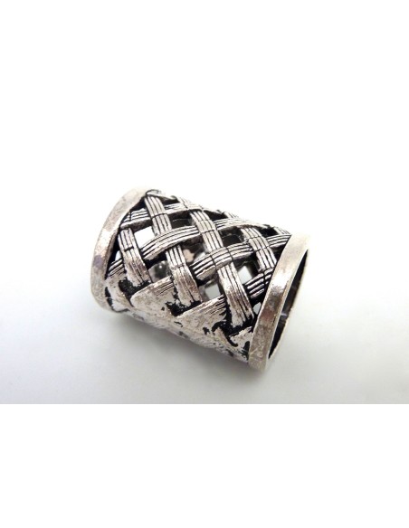 R-Grosse Perle, passant pour foulard par exemple 22mm en métal argenté ajouré