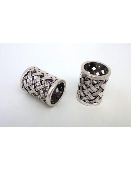 R-Grosse Perle, passant pour foulard par exemple 22mm en métal argenté ajouré