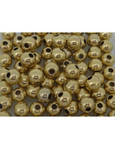 Perle ronde lisse 6mm en métal doré pâle pas chère