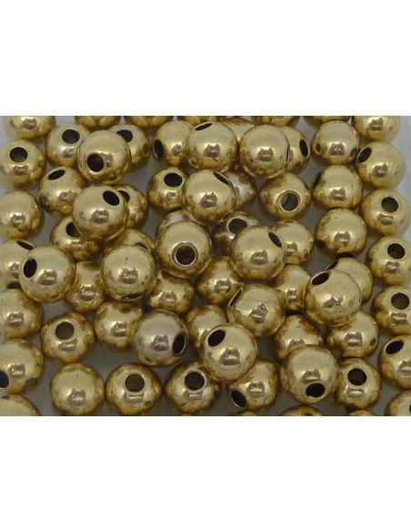 Perle ronde lisse 6mm en métal doré pâle pas chère