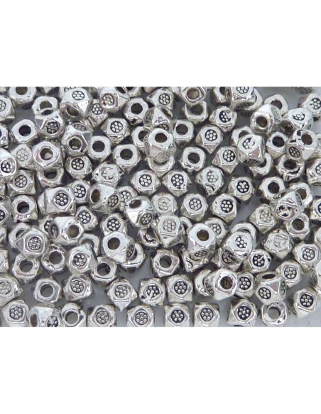 Perle métal argente à facette