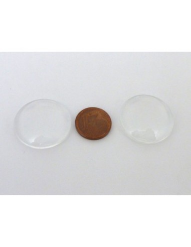 Lot de 2 Cabochons rond 25mm en verre