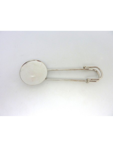 2 Grand Support broche pour cabochon rond de 25mm en métal argenté