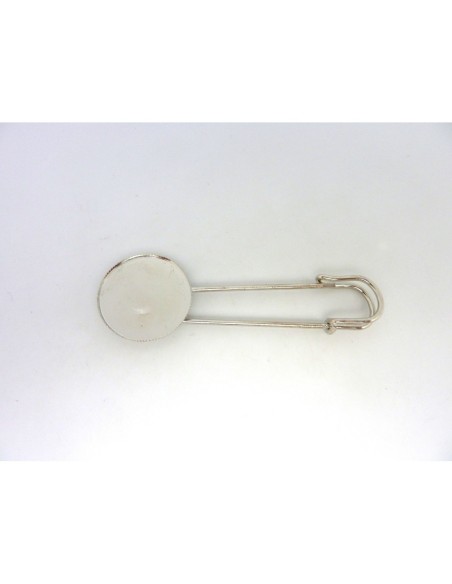 2 Grand Support broche pour cabochon rond de 25mm en métal argenté pour création bijoux