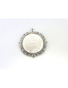 R-Lot de 2 Supports cabochon pendentif filigrane rond...